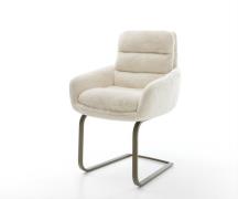 Freischwinger Abelia-Flex mit Armlehnen Plüsch Creme-Weiß Freischwinge...