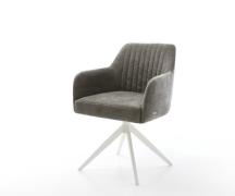 Drehstuhl Greg-Flex Bouclé Soft Schlamm Kreuzgestell breit Weiß 360° d...