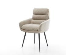 Esszimmerstuhl Abelia-Flex mit Armlehnen Webstoff Soft Beige 4-Fuß kon...