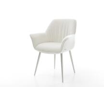 Esszimmerstuhl Keila-Flex mit Armlehnen Bouclé Soft Beige 4-Fuß konisc...