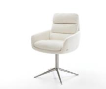 Drehstuhl Abelia-Flex mit Armlehnen Bouclé Soft Beige Fußkreuz Edelsta...