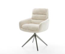 Drehstuhl Abelia-Flex mit Armlehnen Plüsch Creme-Weiß Kreuzgestell bre...
