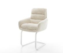 Freischwinger Abelia-Flex mit Armlehnen Plüsch Creme-Weiß Freischwinge...