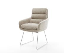 Esszimmerstuhl Abelia-Flex mit Armlehnen Webstoff Soft Beige Kufengest...