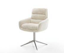 Drehstuhl Abelia-Flex mit Armlehnen Plüsch Creme-Weiß Fußkreuz Edelsta...