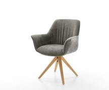 Drehstuhl Keila-Flex mit Armlehnen Bouclé Soft Schlamm Holzgestell kan...