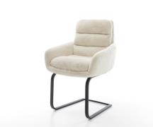 Freischwinger Abelia-Flex mit Armlehnen Plüsch Creme-Weiß Freischwinge...