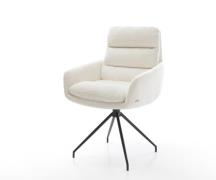 Esszimmerstuhl Abelia-Flex mit Armlehnen Bouclé Soft Beige Kreuzgestel...