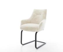 Freischwinger Alja-Flex mit Armlehnen Plüsch Creme-Weiß Freischwinger ...