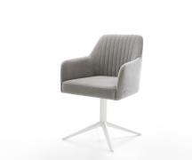 Drehstuhl Greg-Flex Strukturstoff Soft Grau Fußkreuz Weiß 360° drehbar...