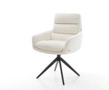 Drehstuhl Abelia-Flex mit Armlehnen Bouclé Soft Beige Kreuzgestell bre...