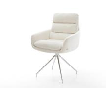 Esszimmerstuhl Abelia-Flex mit Armlehnen Bouclé Soft Beige Kreuzgestel...