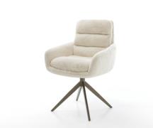 Drehstuhl Abelia-Flex mit Armlehnen Plüsch Creme-Weiß Kreuzgestell bre...
