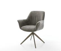 Drehstuhl Keila-Flex mit Armlehnen Bouclé Soft Schlamm Kreuzgestell br...