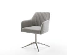 Drehstuhl Greg-Flex Strukturstoff Soft Grau Fußkreuz Edelstahl 360° dr...