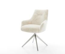 Drehstuhl Alja-Flex mit Armlehnen Plüsch Creme-Weiß Kreuzgestell breit...