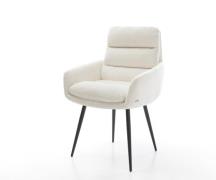 Esszimmerstuhl Abelia-Flex mit Armlehnen Bouclé Soft Beige 4-Fuß konis...