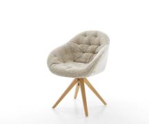 Drehstuhl Gaio-Flex Webstoff Soft Beige Holzgestell kantig Natur 180° ...