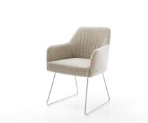 Esszimmerstuhl Greg-Flex Webstoff Soft Beige Kufengestell Edelstahl Ta...