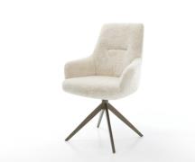 Drehstuhl Zelia-Flex mit Armlehnen Plüsch Creme-Weiß Kreuzgestell brei...