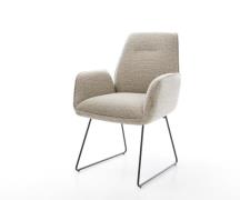 Esszimmerstuhl Zoa-Flex Webstoff Soft Beige Kufengestell Schwarz Tasch...