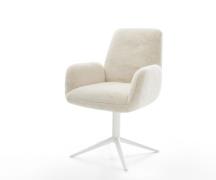 Drehstuhl Zoa-Flex Plüsch Creme-Weiß Fußkreuz Weiß 360° drehbar Wippfu...