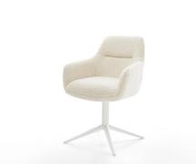 Drehstuhl Pejo-Flex Teddystoff Beige Fußkreuz Weiß 360° drehbar Wippfu...