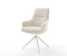 Drehstuhl Zelia-Flex mit Armlehnen Plüsch Creme-Weiß Kreuzgestell brei...