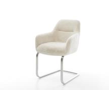 Freischwinger Pejo-Flex Plüsch Creme-Weiß Freischwinger flach Edelstah...