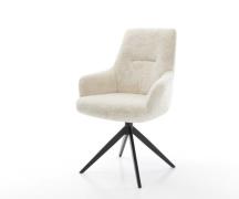 Drehstuhl Zelia-Flex mit Armlehnen Plüsch Creme-Weiß Kreuzgestell brei...