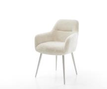 Esszimmerstuhl Pejo-Flex Plüsch Creme-Weiß 4-Fuß konisch Edelstahl Tas...