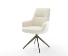 Drehstuhl Zelia-Flex mit Armlehnen Teddystoff Beige Kreuzgestell breit...