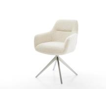 Drehstuhl Pejo-Flex Teddystoff Beige Kreuzgestell breit Edelstahl 360°...