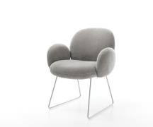 Esszimmerstuhl Nube-Flex mit Armlehnen Strukturstoff Soft Grau Kufenge...