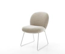 Esszimmerstuhl Nube-Flex Webstoff Soft Beige Kufengestell Edelstahl Ta...