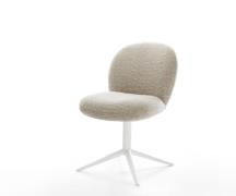 Drehstuhl Nube-Flex Webstoff Soft Beige Fußkreuz Weiß 360° drehbar Wip...