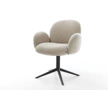 Drehstuhl Nube-Flex mit Armlehnen Webstoff Soft Beige Fußkreuz Schwarz...