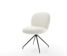 Esszimmerstuhl Nube-Flex Bouclé Soft Beige Kreuzgestell konisch Schwar...