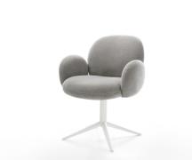 Drehstuhl Nube-Flex mit Armlehnen Strukturstoff Soft Grau Fußkreuz Wei...