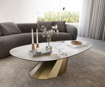 Couchtisch Edge Oval 140x75 cm Keramik Minas Melange Parabi Metallic G...