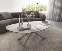 Couchtisch Edge Oval 140x75 cm Keramik Minas Melange Sarity Metall Eff...