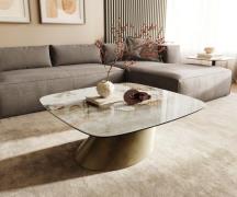 Couchtisch Edge Boot 90x90 cm Keramik Minas Melange Conis Metallic Gol...