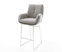 Barstuhl Clea-Flex Strukturstoff Soft Grau Kufengestell Edelstahl