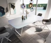 Esstisch Edge Boot 240x120 cm Reliefglas Perlmutt 3D-Design Metall Sch...