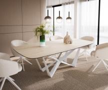 Esstisch Edge Boot 240x120 cm Keramik Travertin Natur Spider Metall We...