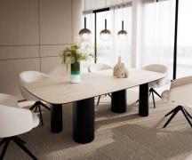 Esstisch Edge Boot 240x120 cm Keramik Travertin Natur Pilier Metall Sc...