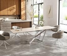 Esstisch Edge 300x100 Keramik Laminam® Travertino Bianco Creme-Weiß Sp...