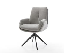 Drehstuhl Clea-Flex Strukturstoff Soft Grau Kreuzgestell breit Schwarz...