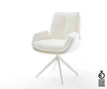 Drehstuhl Clea-Flex Bouclé Soft Beige Kreuzgestell breit Weiß 360° dre...