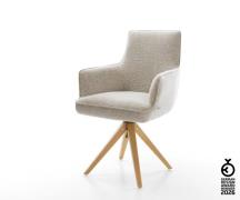 Drehstuhl Heira-Flex mit Armlehnen Webstoff Soft Beige Holzgestell kan...